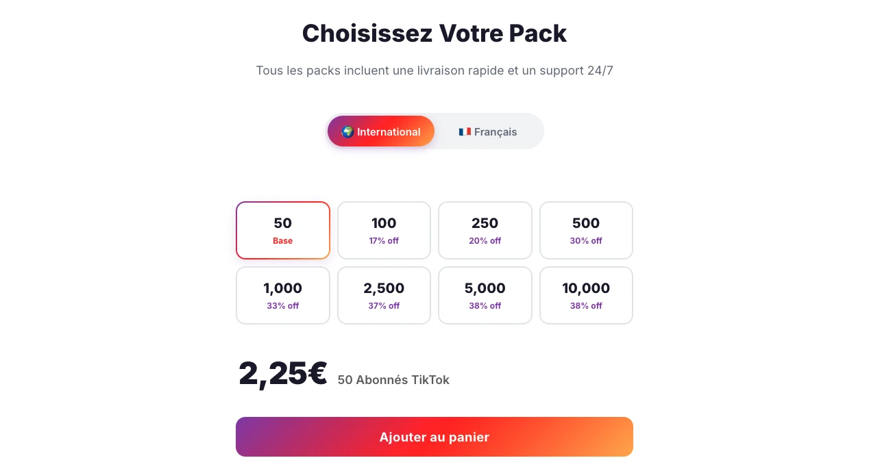 Paquetes para comprar seguidores TikTok baratos desde 2,99€